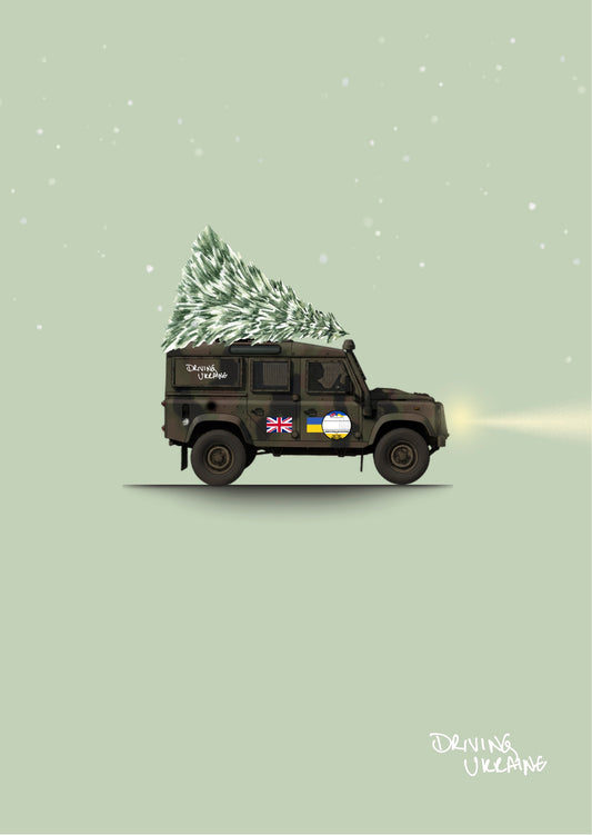 Driving Ukraine Christmas Cards - Land Rover Snatch - (Pack of 10)