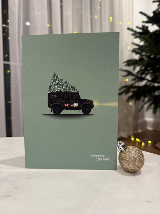 Driving Ukraine Christmas Cards - Land Rover Snatch - (Pack of 10)